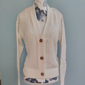 GAP off-white crochet knit cotton cardigan NWT
